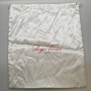 Authentic Roger Vivier Paris White Satin Dust Storage Gift Drawstring Bag Luxury